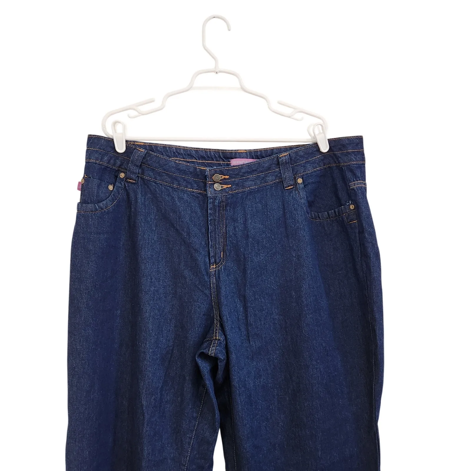 Woman Within Wide Leg Cropped Jeans Blue Denim Dark Wash Relaxed Fit Size 20W - Image 3