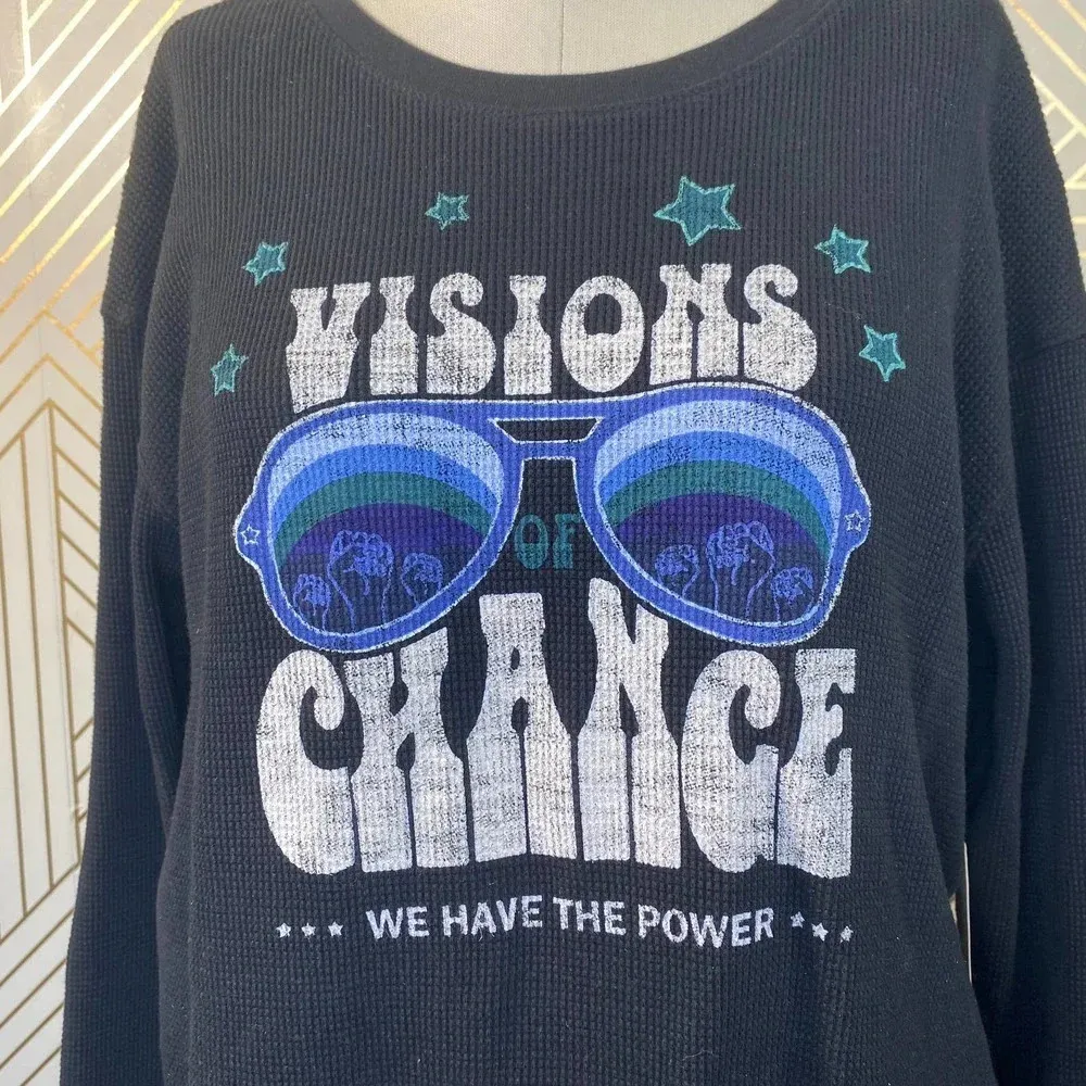Anthropologie Sharlene Perkins Visions Of Change‎ Top Graphic Thermal Size Small - Image 5