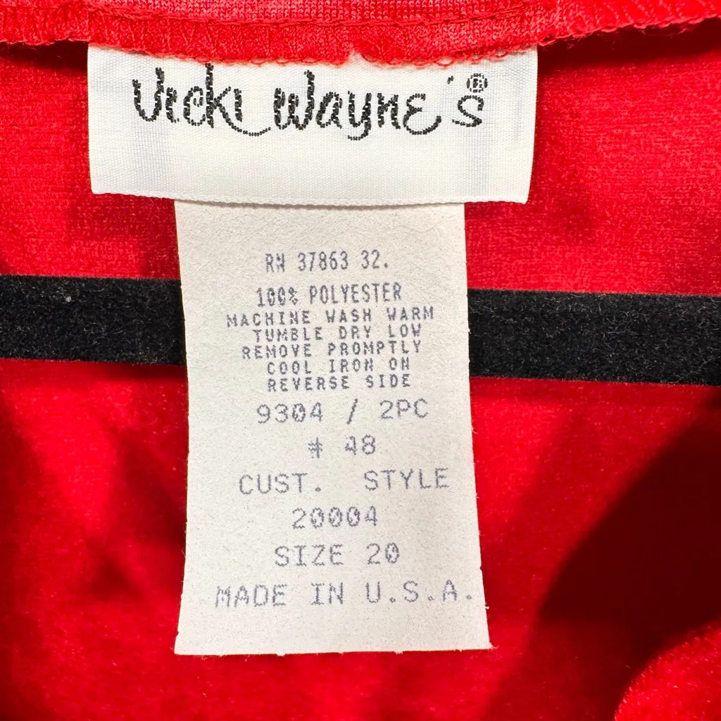 Vintage Red 2 Piece Set Open Front Long Blazer & A Line Skirt Women’s Size 20 - Image 7