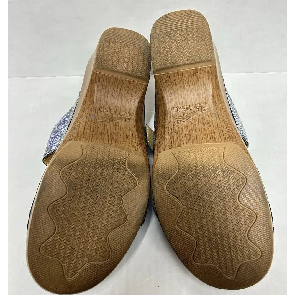 Dansko Comfort Wedge Slide Clogs Womens 40 US9.5 Blue Iridescent Leather Sandals - Image 8