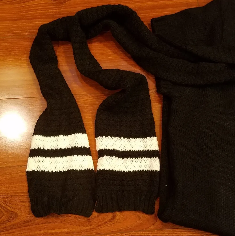 Samantha Rose Sweater Dress w/ Scarf XL Black - Image 6