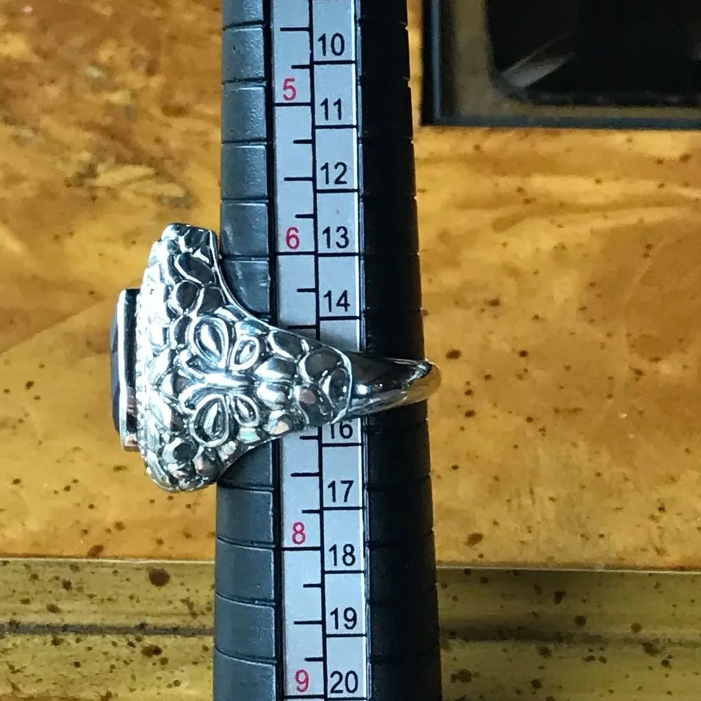 Natural Blue Sapphire Sterling Silver Ring Size 7 - Image 5