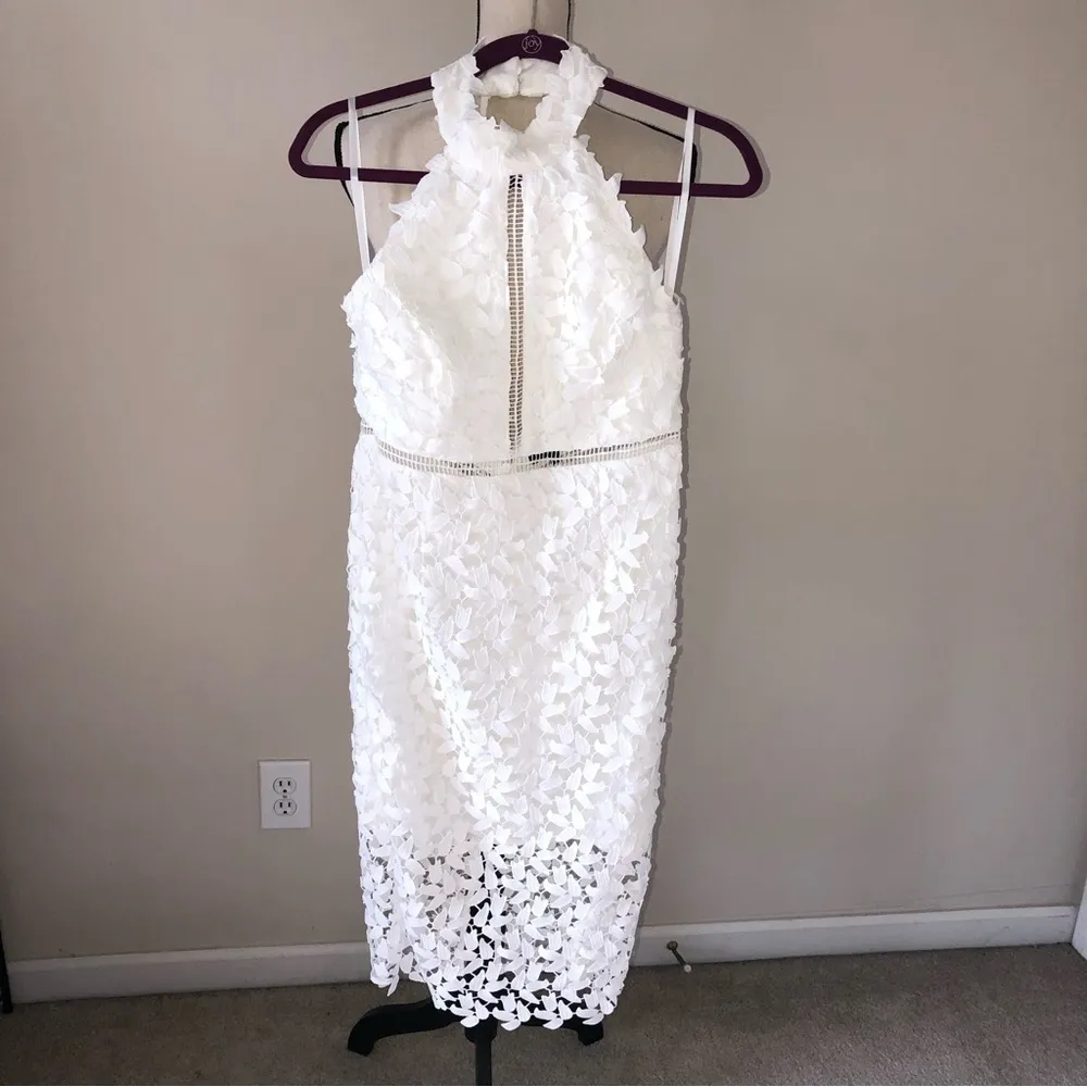 Bardot The Gemma Lace Dress Size M Halter Floral Aritzia White Cut Out Sheer - Image 2