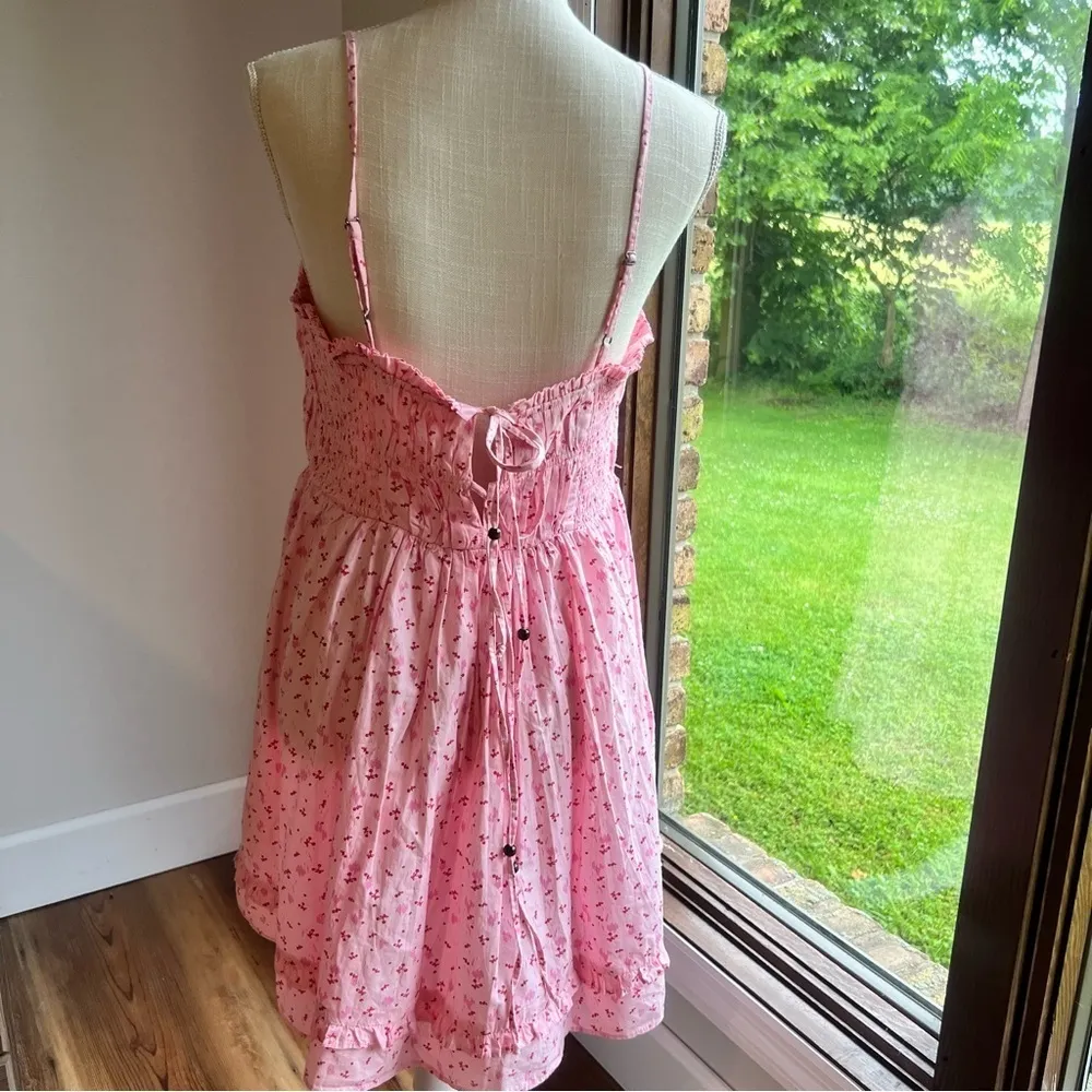 Free People Gabby Pink Floral Mini Dress Size Medium SKU#C24127 - Image 3