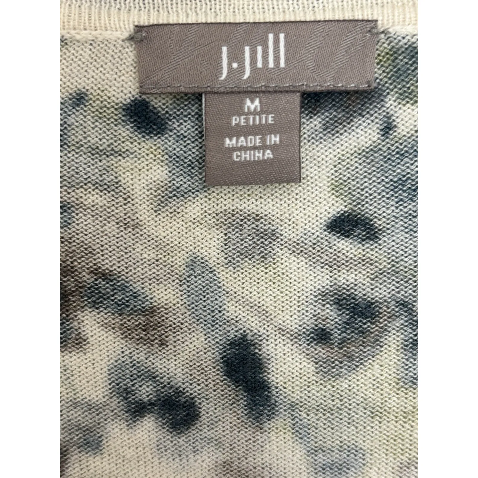 J Jill Cashmere Silk Blend Short Sleeve Button Cardigan Size Medium Petite Cozy Blue - Image 3