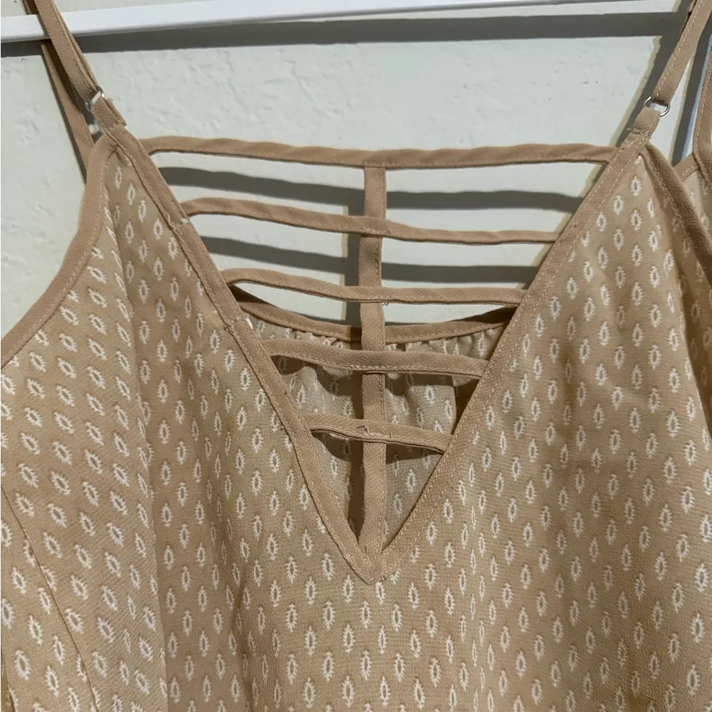 Blue Pepper Beige Tribal Tank Top Cami (M) - Image 4