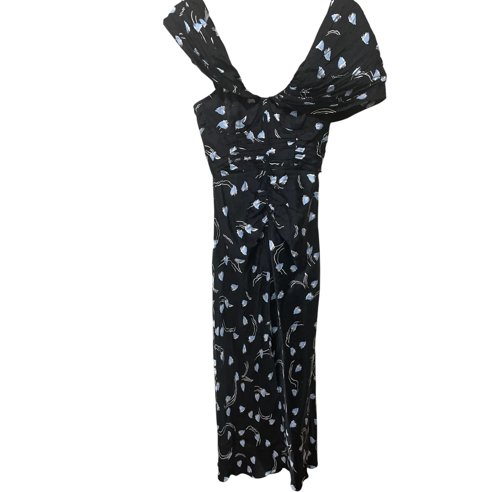 Self Portrait Abstract Geo Print‎ Off Shoulder Dress Size 4 Black - Image 7