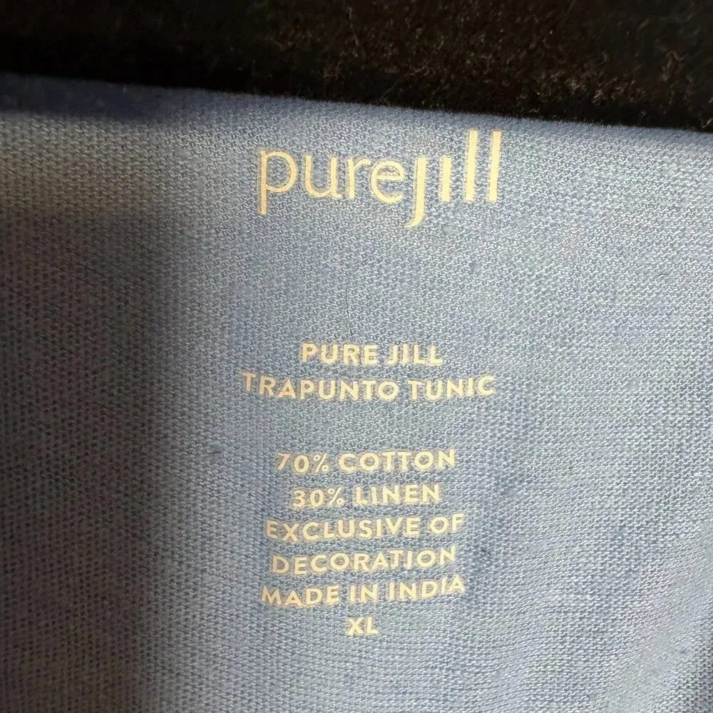 J Jill Pure Jill linen blend Trapunto tunic blue oversized XL G12 - Image 3