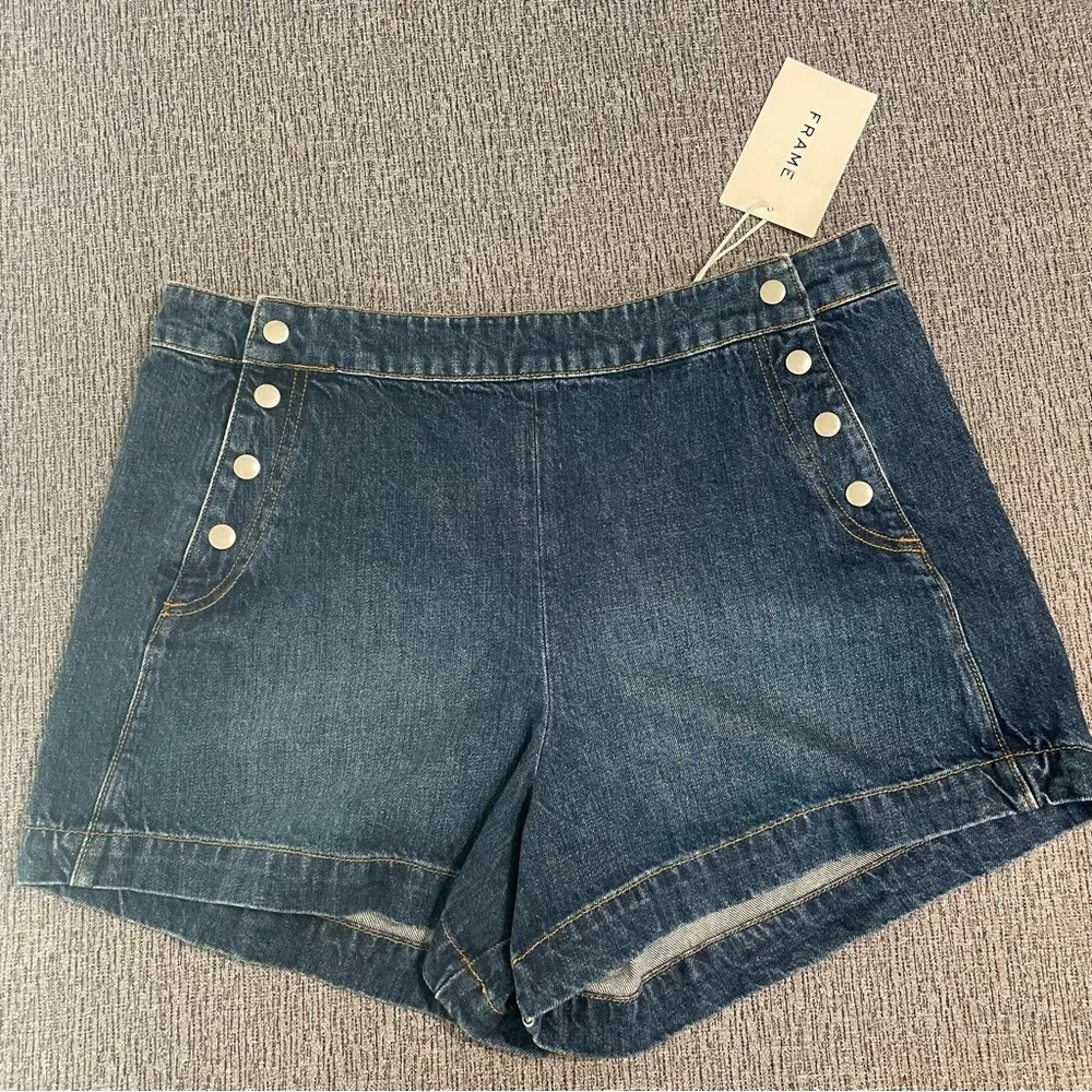 Frame Sailor  Snap Denim Shorts - Image 4