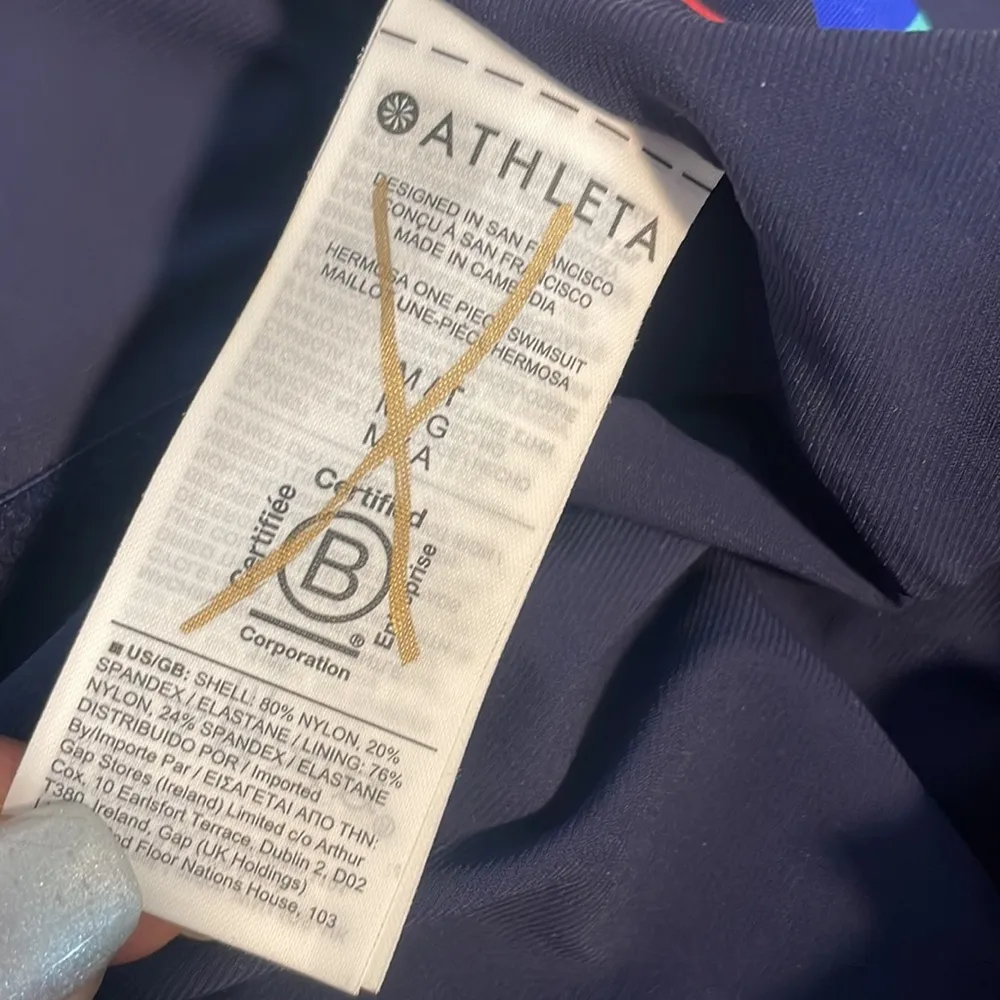 ATHLETA swimsuit Hermosa Printed colorful Swimsuit Navy Blue Green Coral New M - Image 2