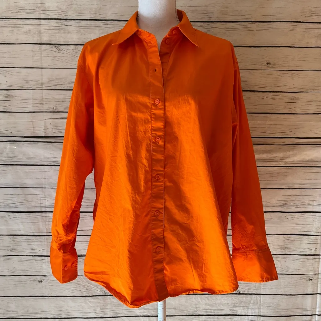 & Other Stories Oversized Button Down Collared Neon Orange
Blouse - Image 4