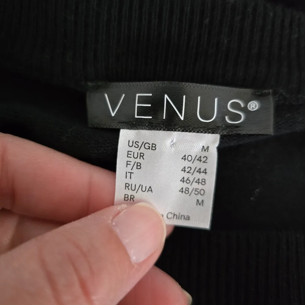 Venus Black Fringe Sweater with Faux Leather and Stud Detail Size Medium - Image 6