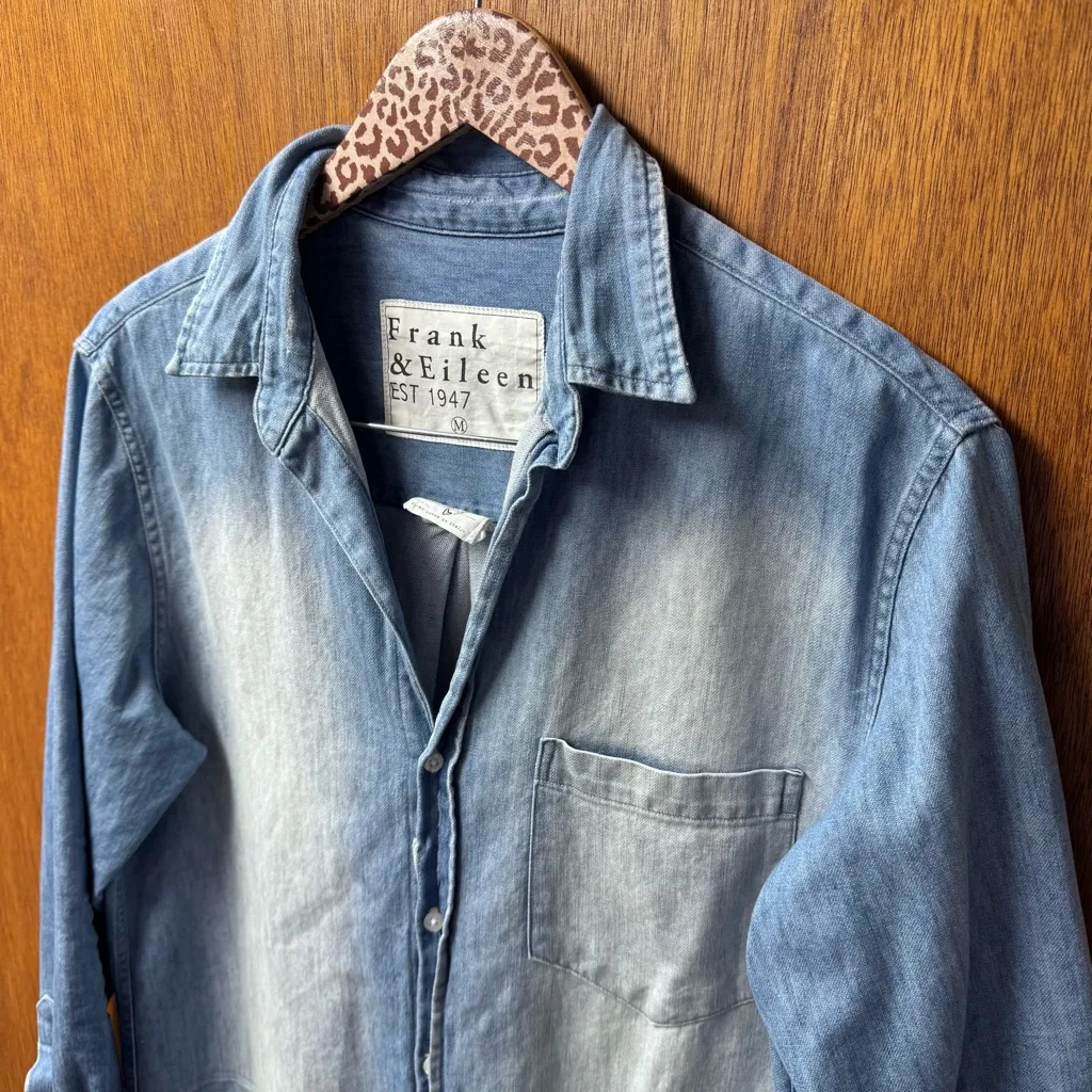 Frank & Eileen Rory Maxi Long Shirtdress Dress Famous Denim Blue Medium - Image 7