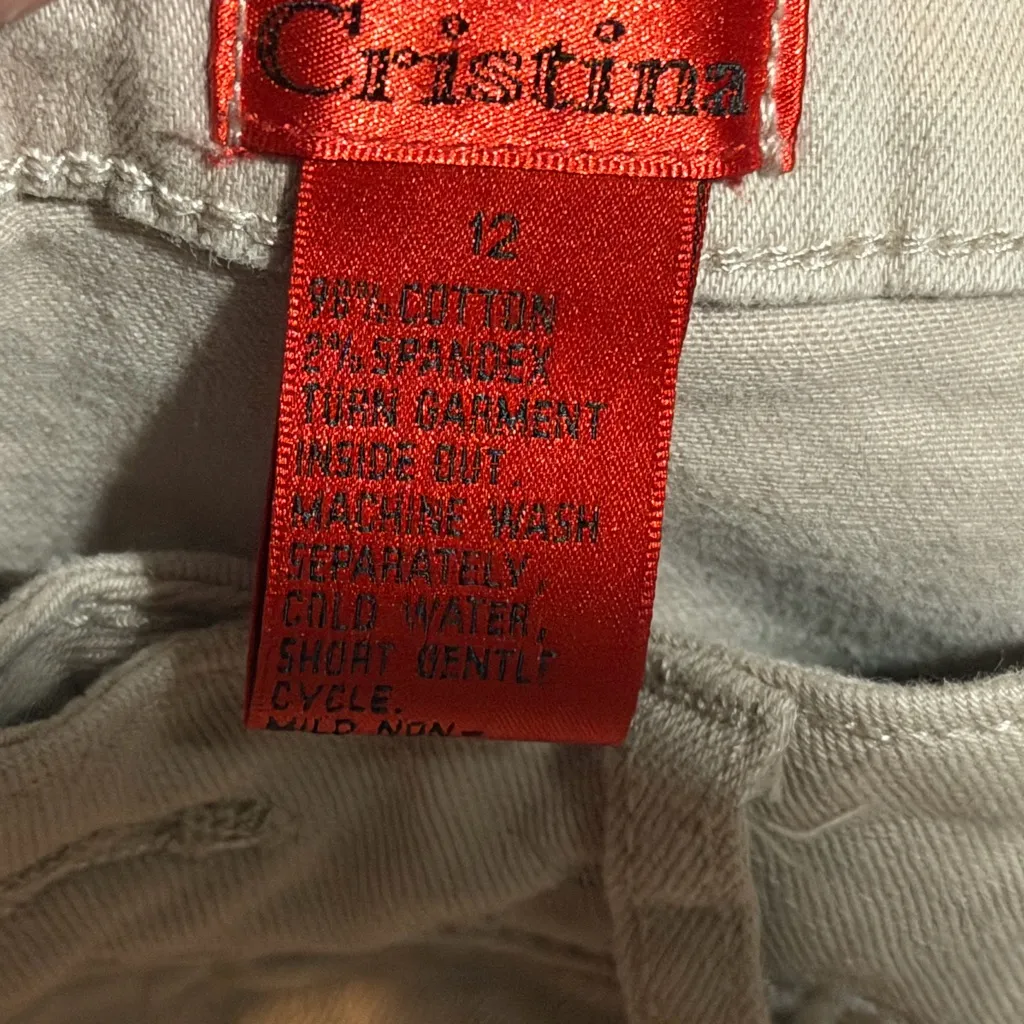 V Christina Peach Cropped Jeans with Fringe Size 12 26 inch inseam 30 w Fringe Pink - Image 6