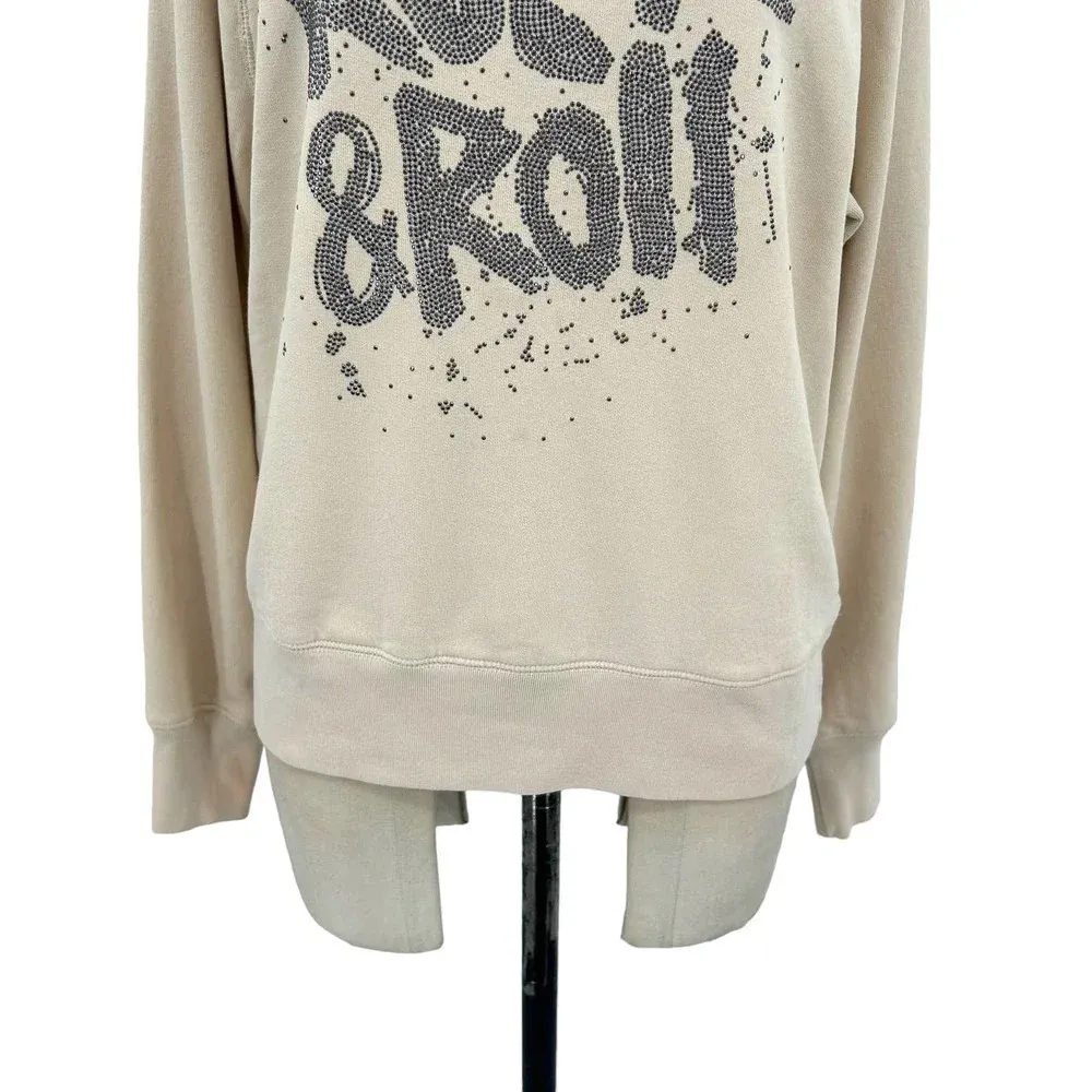 Zadig & Voltaire Top‎ Upper Rock and Roll Strass Pullover Sweatshirt Cream Small - Image 4