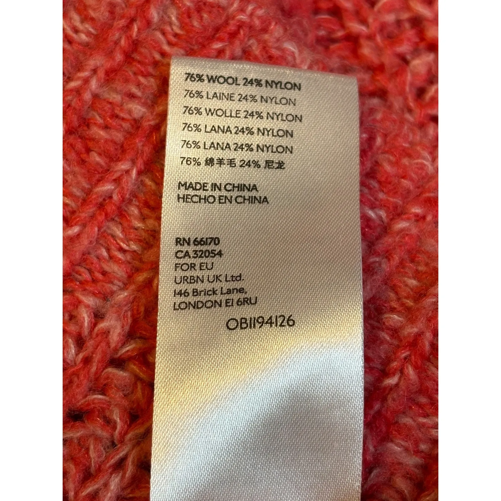 Anthropologie Honore Wool Blend Coral V Neck Chunky Knit Cropped Sweater Size M - Image 8