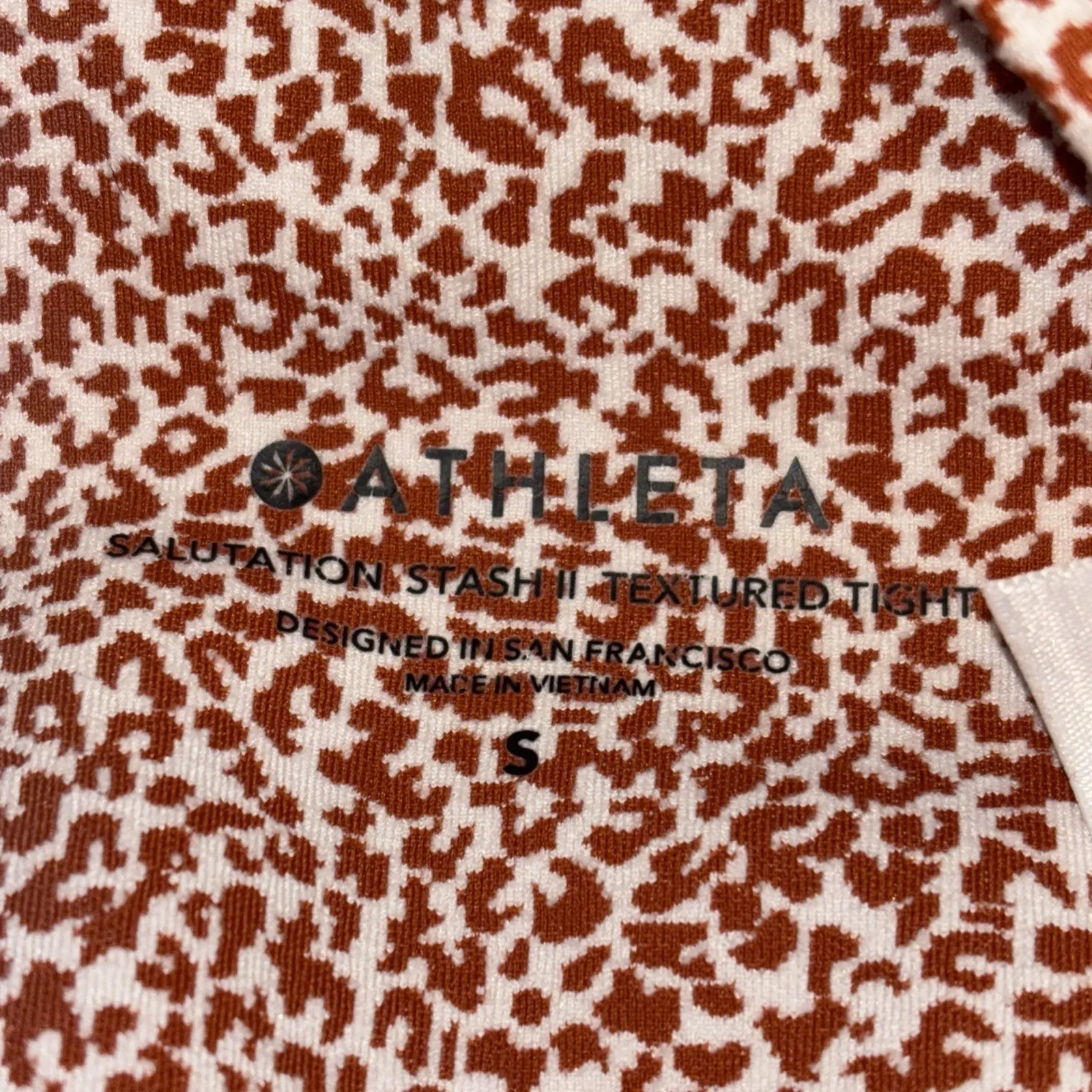 Athleta Leggings Womens Small Orange Salutation Stash II Textured Tight Gym‎ Run - Image 3