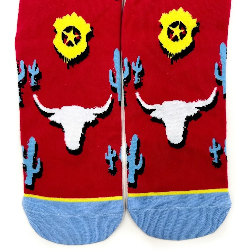 Odd Sox Spongebob Cowboy Western Crew Socks Mens Womens Nickelodeon Novelty Gift Red - Image 5