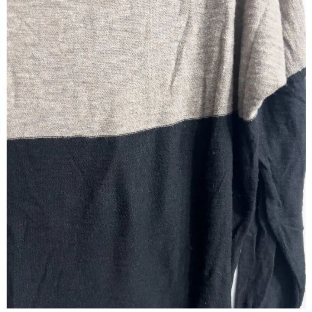 Vince Colorblock Lightweight Boatneck Cotton Knit Pullover Size XS Taupe Black‎ - Image 2