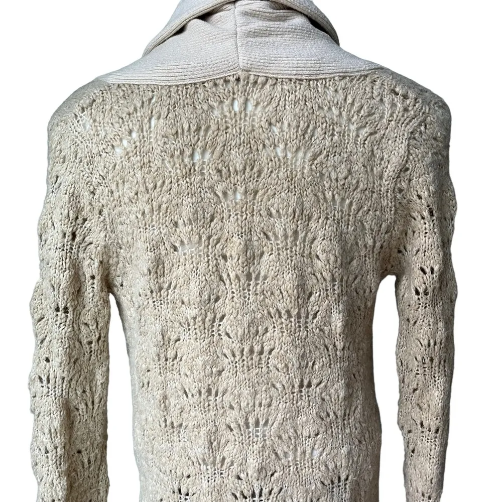 Free People Wool Blend Chunky Knit Brass Button Oatmeal Grandpa Cardigan… - Image 10
