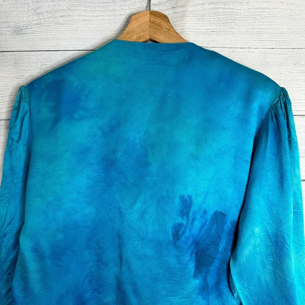 Jessica’s Gunnies Womens Size Medium Vintage Tie Dye Satin Crepe Cardigan Blouse - Image 10
