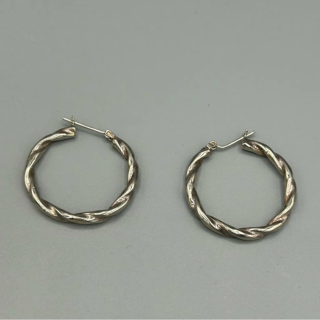 Sterling Silver 925 Twisted Hoop Earrings - Image 11