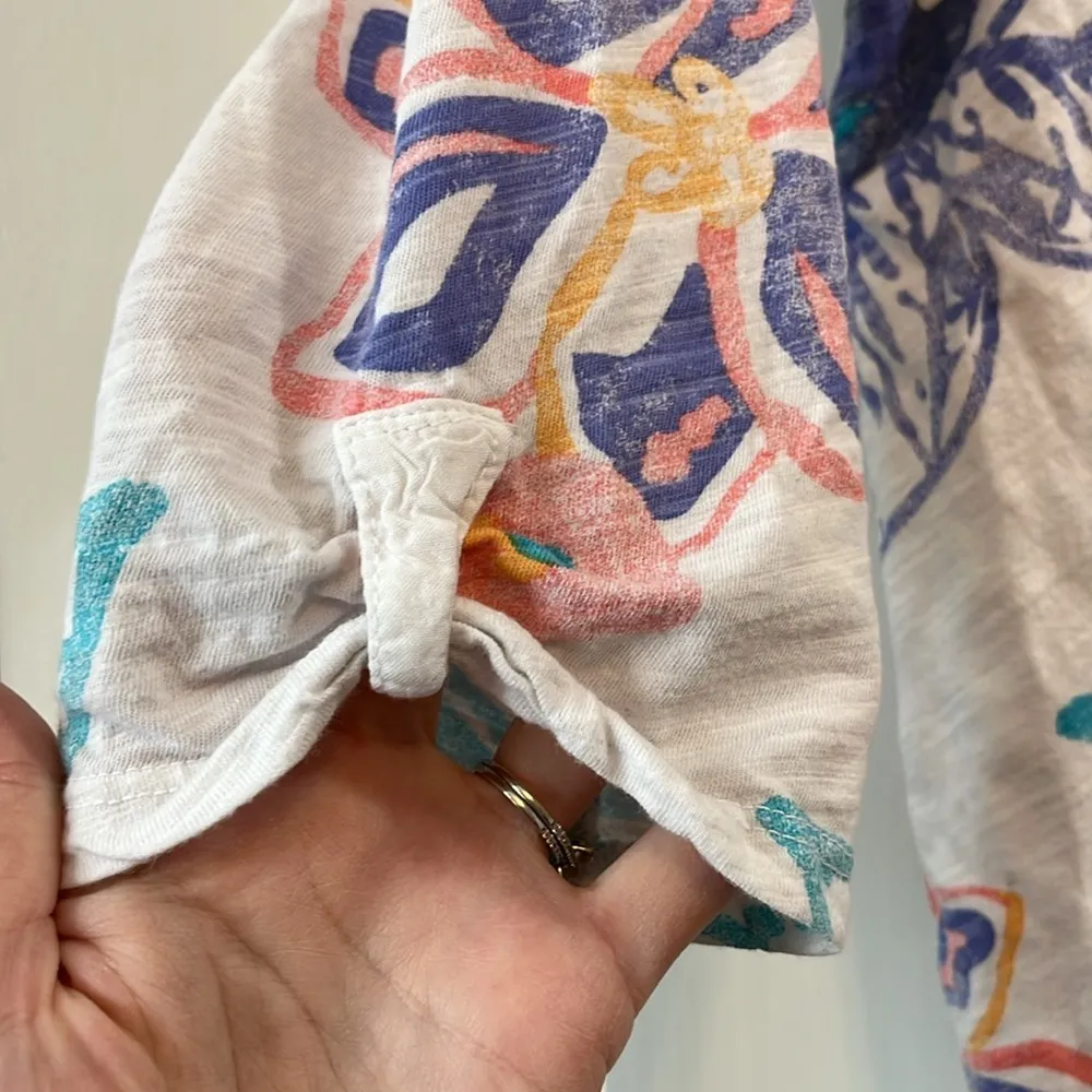 Fresh Produce Quarter Sleeve Pastel Floral Layered Top - Size Small - Image 2