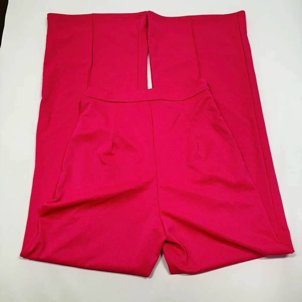 SHEIN Bae hot pink neon High Waist Straight long leg pant size small - Image 6