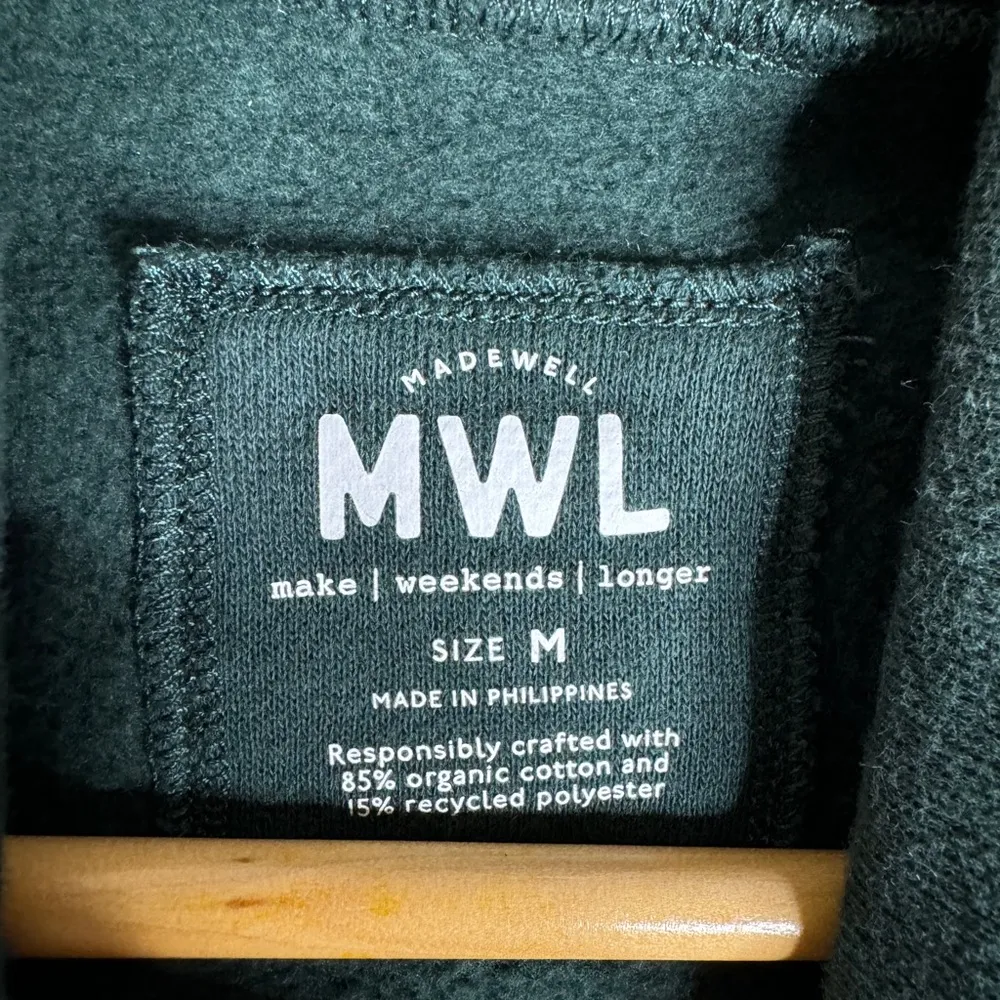 Madewell‎ Make Weekends Longer Mock Neck Sweatshirt Green Medium CP - Image 3