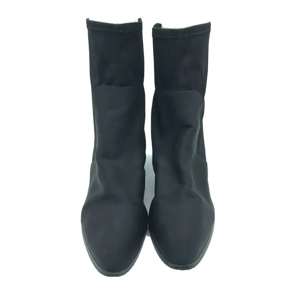 Asos Womens Ankle Sock Boots Block Heel Pointed Toe Slip On Black Size 6 - Image 2