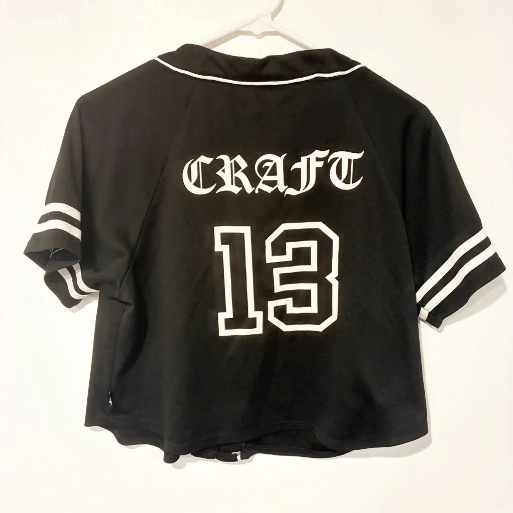 BlackCraft Craft 13 Size Medium Black Cropped Baseball Jersey‎ - Image 5