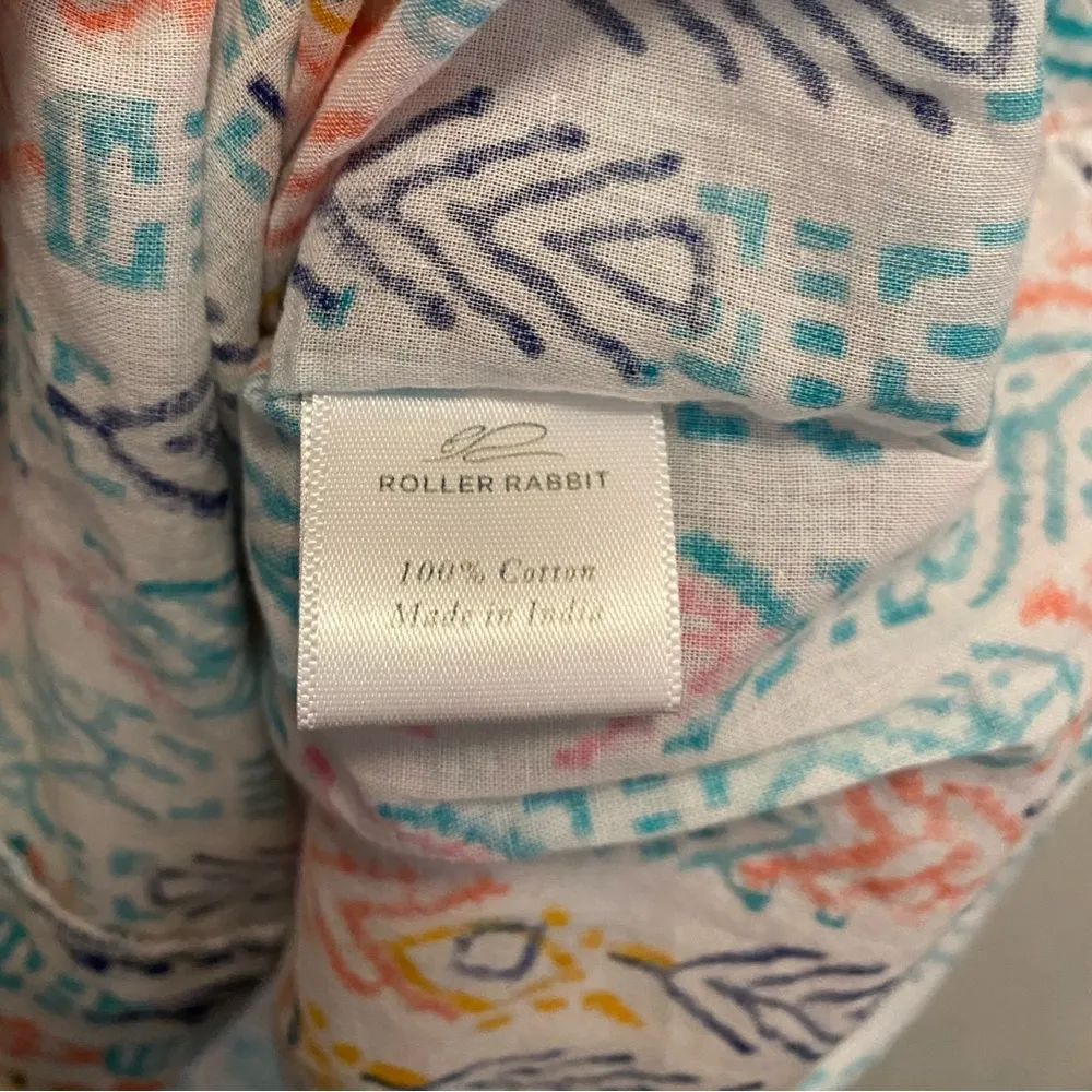 Roller Rabbit Embroidered Multicolor V-Neck Caftan With Tassel Design. One Size - Image 7