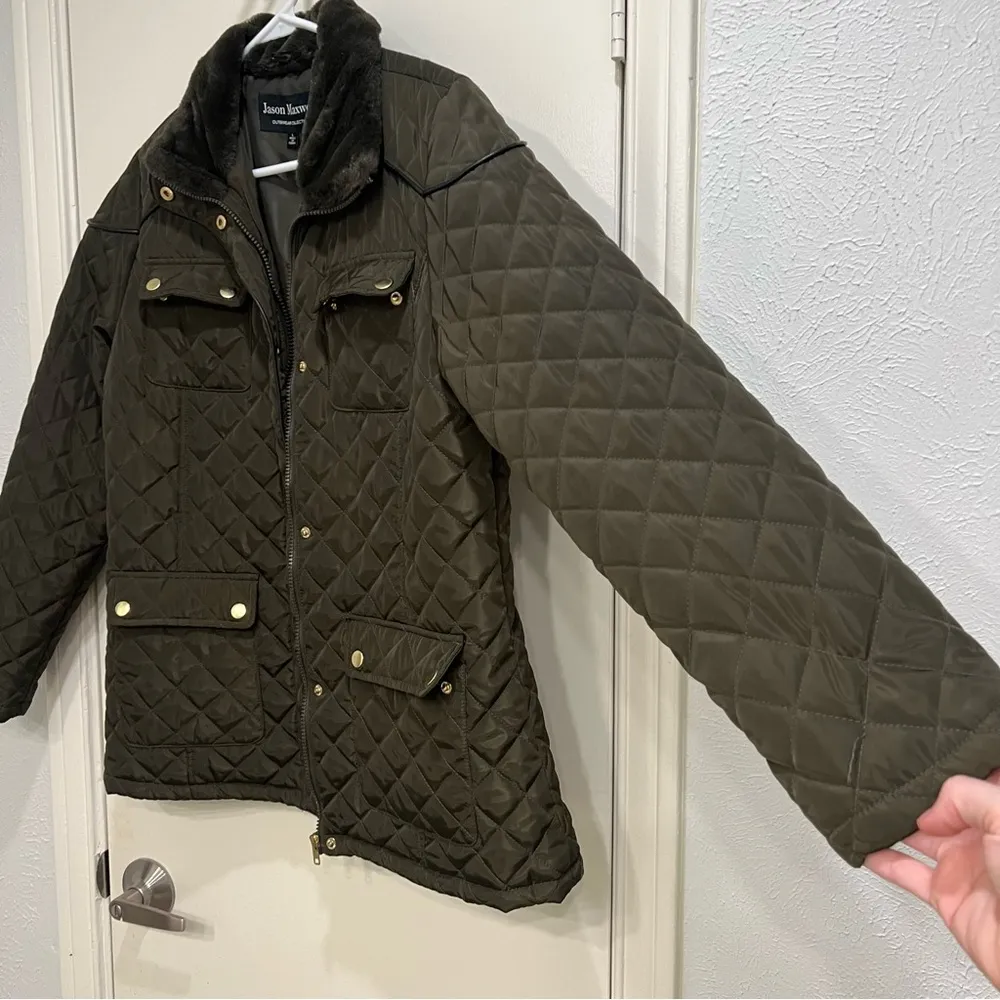 Jason Maxwell Green Quilted Down Jacket - Image 7
