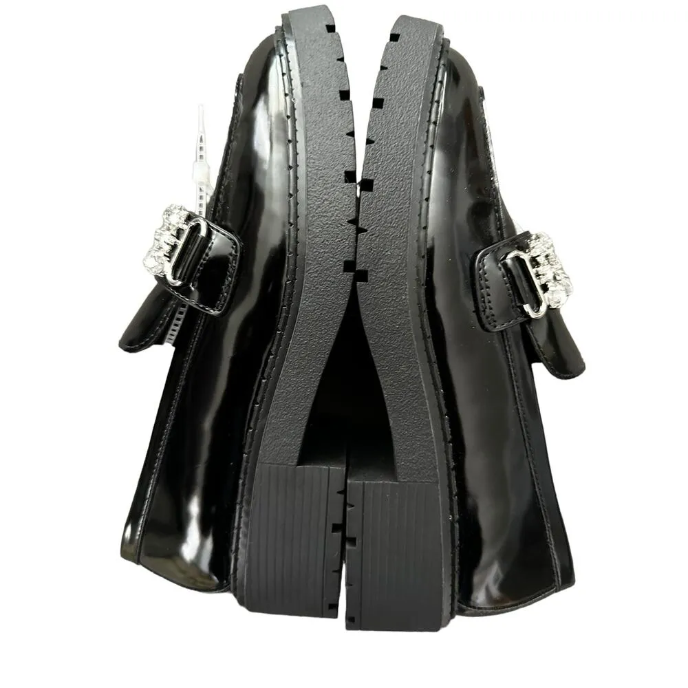 Alter-Ego Rhinestone Strap Shiny Loafers - Image 11