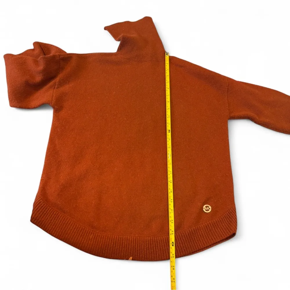 Michael Kors Size S Burnt Orange Turtleneck Sweater Wool Alpaca Blend Knit Luxe - Image 6
