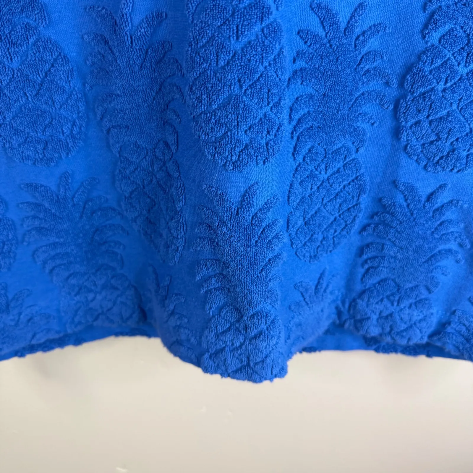 Tori Richard Pineapple Bungalow Charlene Blue Textured Polo Shirt Women's Size S - Image 6