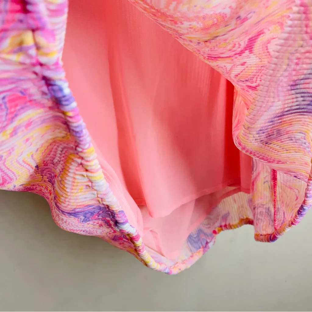 LoveShackFancy Nanita Dress Golden Maize Pink Marble Print Cutout 0 NWT - Image 10