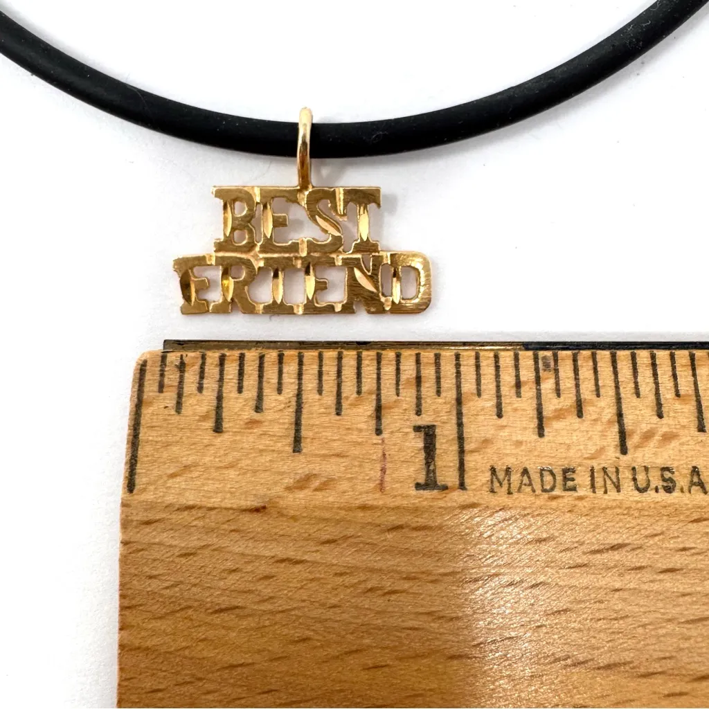 14K yellow gold Best Friend pendant on rubber cord w 14K closure, Italy, NWOT - Image 12