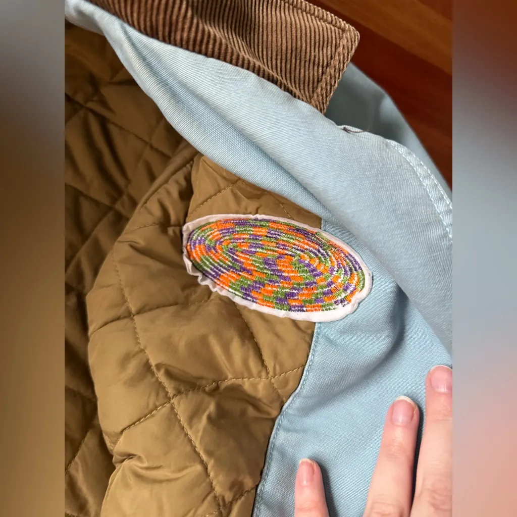 LL Bean Barn Jacket with Patchwork Brown Size M - Image 4