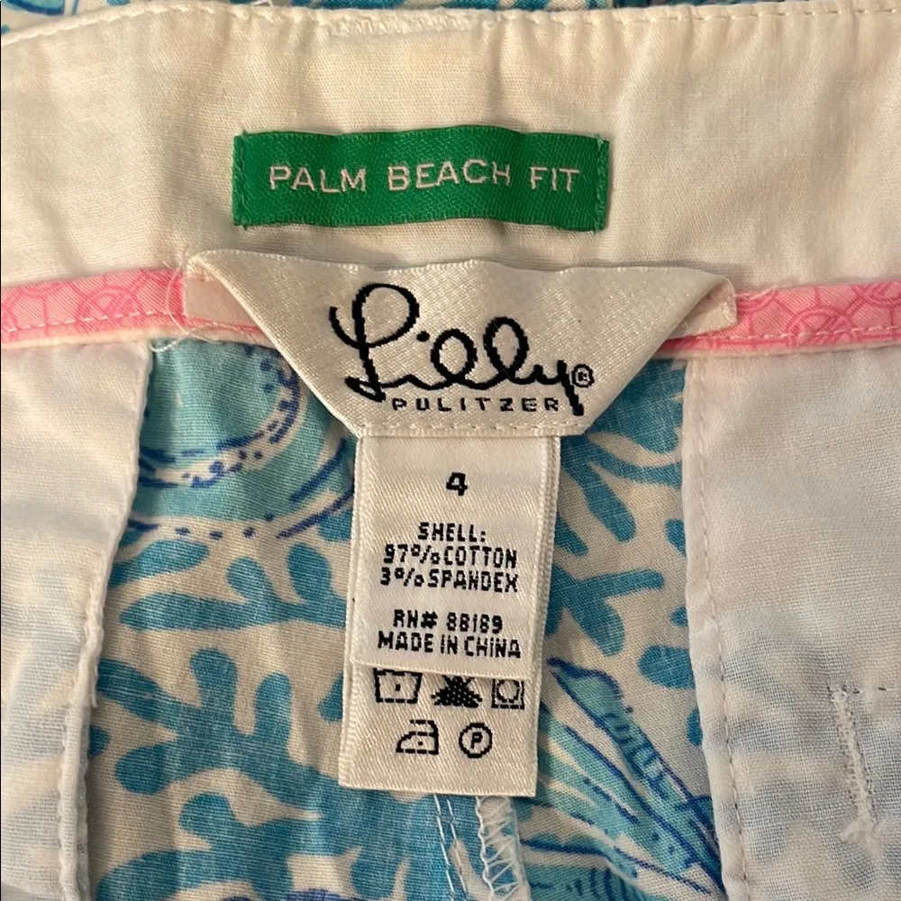Lilly Pulitzer Blue and White Ocean Patterned Pants Size 4 - Image 2