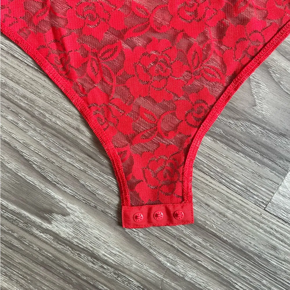 H&M Divided Red Lace Bodysuit - Image 8