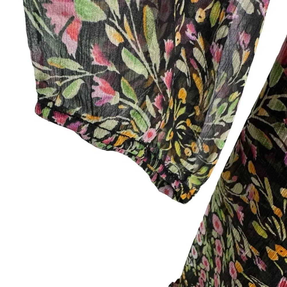 Misa Los Angeles Laysi Floral Tiered Long Sleeve Midi Dress Black Size XS NWT - Image 12