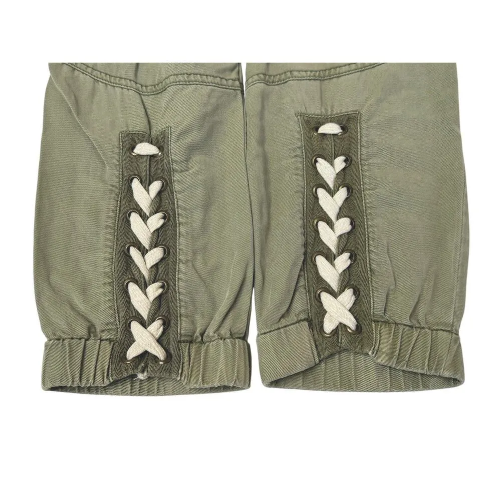 PAM & GELA Lace-Up Hem Crop Utility Pants Soft Moss Size S MINT CONDITION $245 - Image 8