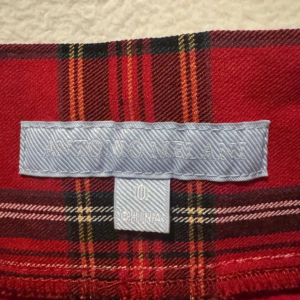 Antonio Melani Red Plaid High Rise Pants - Image 3