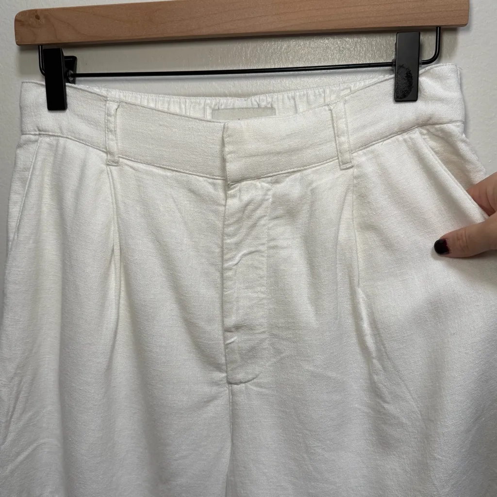 Abercrombie & fitch high rise pleated tailored white linen shorts 5” small coast - Image 7