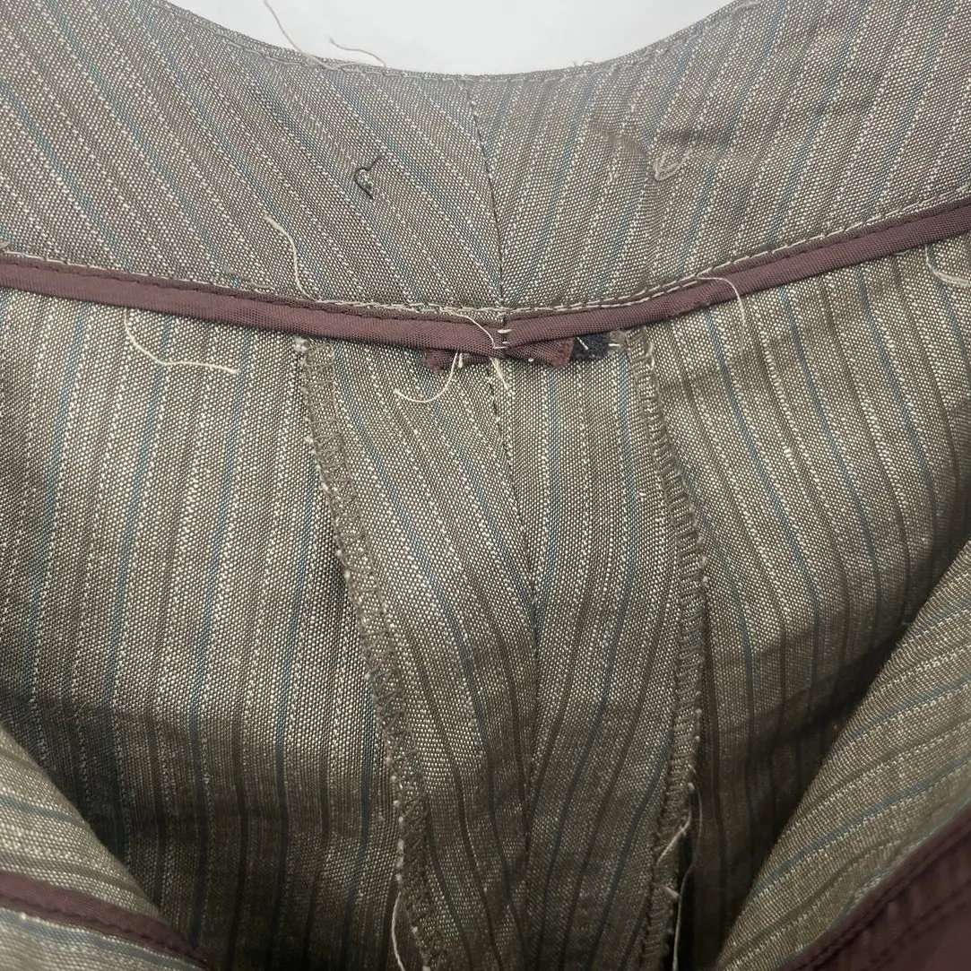 Lafayette 148 Pinstripe Suit Women Pants 16 Wool Linen Wide Leg Trousers Sage - Image 7