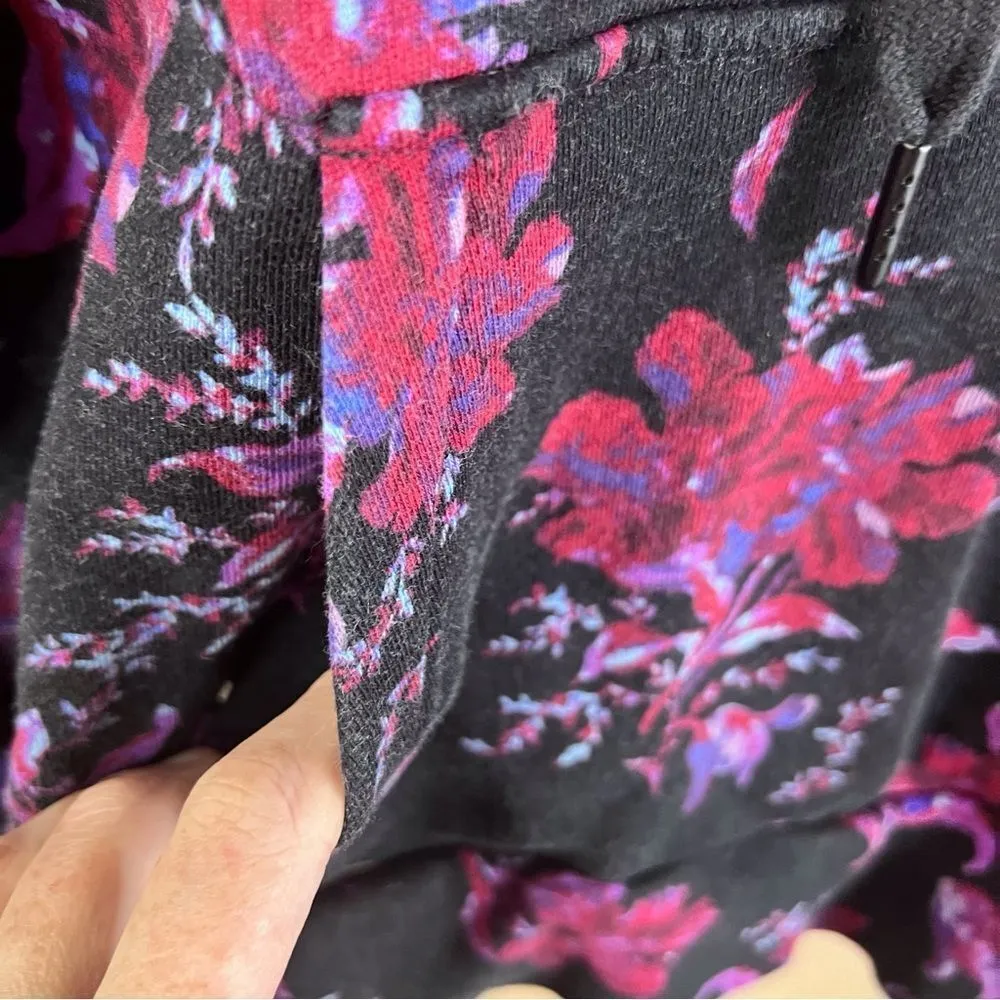 Rag and Bone Womens Black Floral City Pullover Hooded Hoodie Size Small Cozy - Image 4