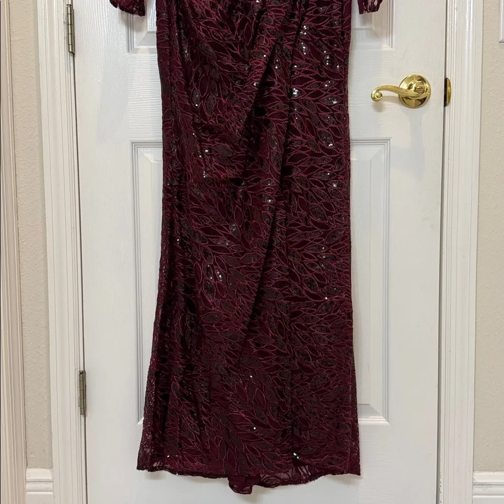 Mac Duggal 12412 Red Long Sleeve Ruched Sequined V-Neck Gown Size 10 NWT - Image 8