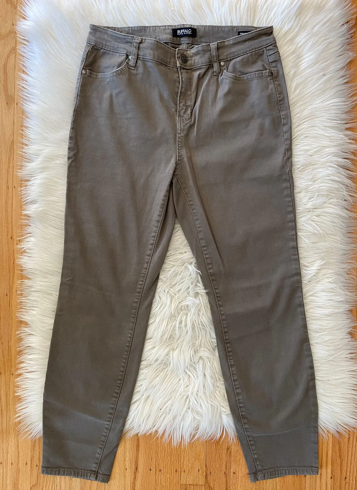 Olive Stretch Skinny Jeans - Image 2