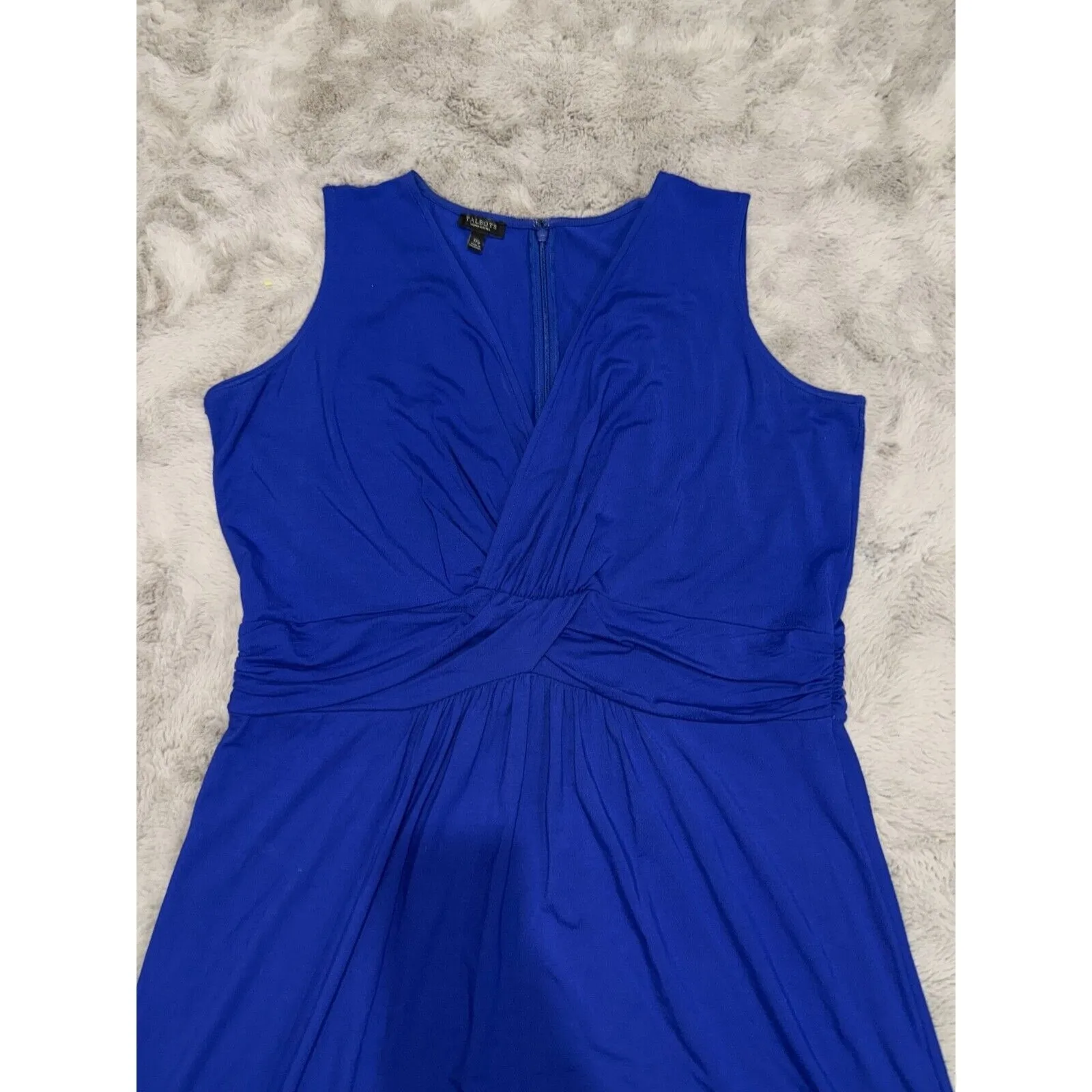 Talbots Women's‎ Petite Dress 1X Blue Sleeveless Floral Hem Trim Casual & Office - Image 2